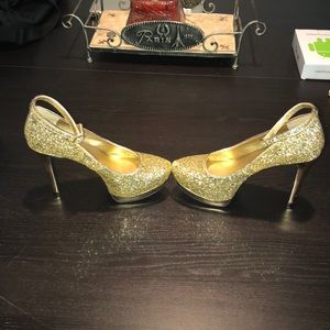 Brand New Gold Platform Glitter Heels